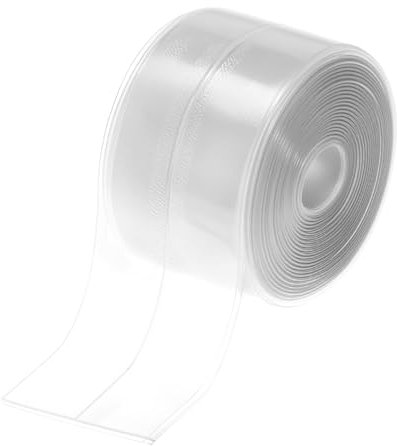 QWORK® Nastro sigillante trasparente per bagno, 38 mm x 3.2 m, striscia adesiva impermeabile, striscia in PVC antimuffa per bordi di docce e cucine