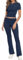 IWOLLENCE Lounge Set Damen Zweiteiler Hausanzug Kurzarm Oberteil mit Breitem Elastischem Hosenbund Schlaghose Loungewear Set (Dunkelblau, S)
