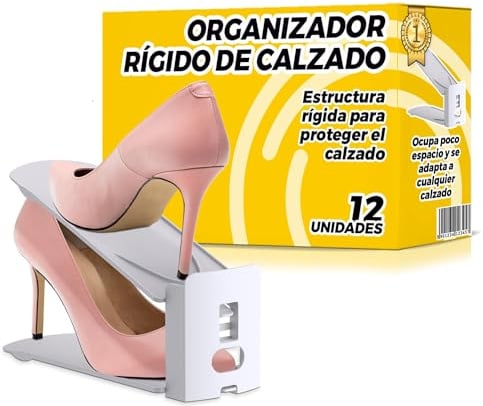The Inventions Emporium Organizer Scarpe Salvaspazio Regolabile per Armadio Raddoppia la Capacità della Scarpiera Facilmente Set da 12 Pezzi Colore Bianco