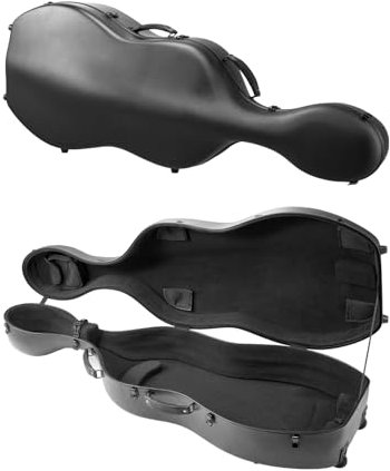 VEVOR Custodia per Violoncello 4/4 Dimensione Completa, in Fibra di Carbonio Composita, Borsa da Viaggio Portatile, con Fodera in Peluche, Doppie Tracolle, Antigraffio, Forma Violoncello, Nero