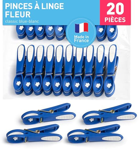 culiclean Pinzas de la Ropa sin impresión estables de Colores 20x Pinzas de la Ropa Azul clásico, Pinzas robustas Soft Grip Clip Pinzas de la Ropa Resistentes a los Rayos UV para Colgar la Ropa