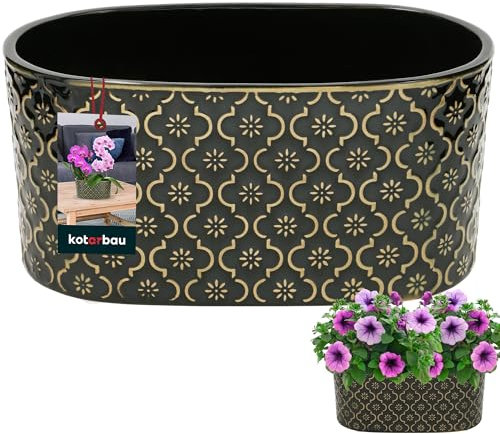 KOTARBAU® Maceta alargada interior de cerámica esmaltada, 13 x 25 cm, altura de 12 cm, color verde oscuro, ovalada, para el alféizar de la ventana, macetero interior, maceta ovalada para plantas de