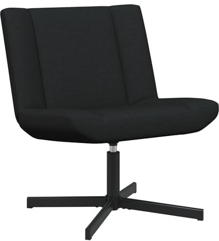 vidaXL Moderner Drehstuhl Schwarz Stoff Verstellbare Sitzfläche Stylisches Design Für Innenbenutzung Bequeme Gestaltung Ideal Für Wohnzimmer Büro Mit Getuftetem Kissen Mattes Gestell Sitzmöbel Lösung