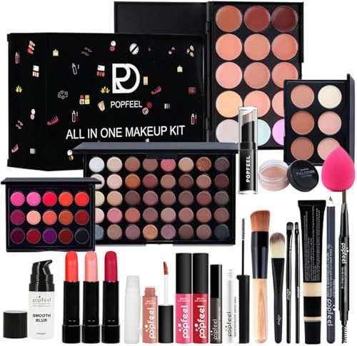 Holzsammlung Set Trucchi Donna, Tutto in uno Set di Trucco, Include Portatile Travel Make Up Palette Ombretto Rossetti Correttore Eyeliner Mascara