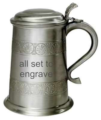 Wentworth Pewter - Medieval Antique Finish Pewter 1 Pint Tankard (with Engraving)