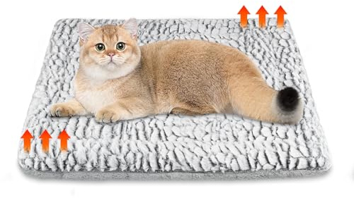 Emwel PETS Self Heating Cat Bed Heated Cat Blanket Washable Warming Pet Pad Electric-Free Heat Bed Puppy Cushion Small Thermal Mat Reversible 50 x 60cm