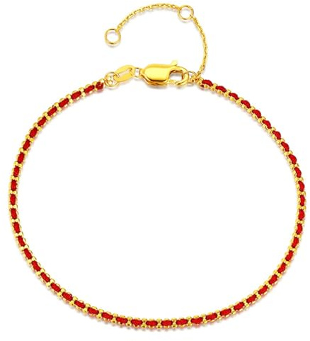 Calefee Bracciali Oro 18k Vero, Bracciale a Catena Corda Rossa E Catena 16 cm Estensione 4 cm, Braccialetto Donna Fidanzati