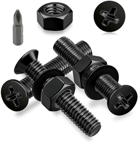 Ezitruz M3x8 mm Schrauben Schwarz, 80 Stück Senkkopfschrauben M3 Kreuzschlitz Flachkopfschrauben Kohlenstoffstahl Senkschrauben Gewindeschrauben mit Muttern und Unterlegscheiben für Türen Zäune