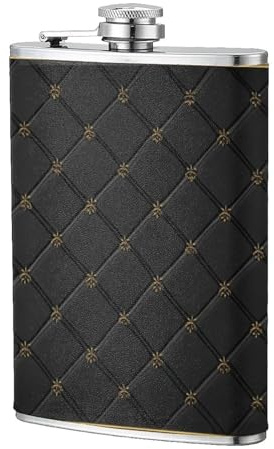 Flasque de poche texturée en cuir noir gaufré, 236,8 g, drapeaux en acier inoxydable pour papa, témoin d'honneur, mariage, voyage, camping