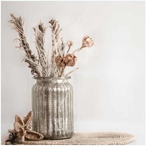 Wallario Glasplatte, Schutzplatte 55 x 55 cm - geeignet für IKEA Lack Tisch, für Beistelltisch/Couchtisch, Trockenblumen im Glas