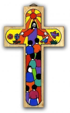 Christus of All Nations Kreuz, Holz, handbemalt, 15 cm