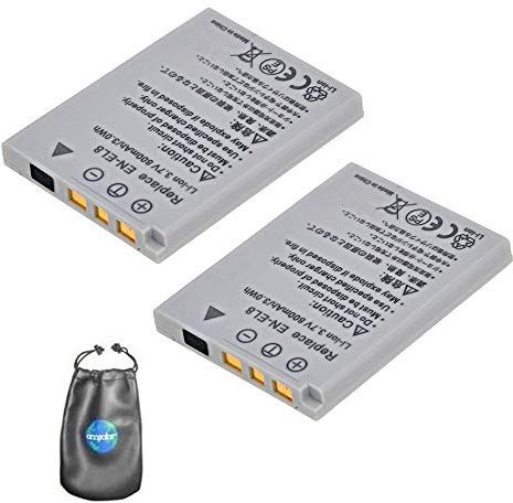 amsahr Digitalkamera und Camcorder Akku für Nikon EN EL8 Coolpix P1, S1..S9 Pack-2 - Inklusive Objektiv Zubehör Pouch