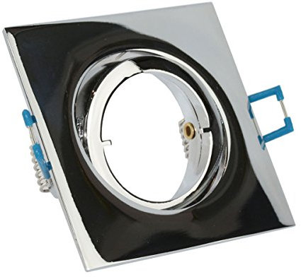 VBLED® Einbaurahmen für Halogen und LED-Strahler inkl. GU10 Fassung, Flach mit Schnellverschluss, Schwenk- und Dimmbar (eckig chrom glänzend)