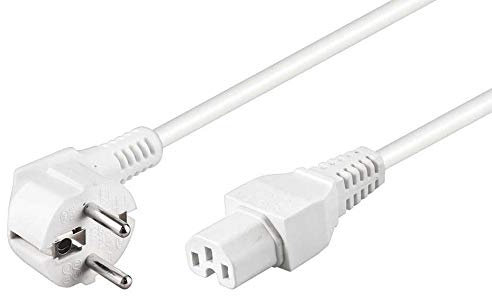 kab24® Warmgerätekabel Schutzkontaktstecker CEE 7/7 auf Warmgerätekupplung C15 (2m, Weiss Schutzkontaktstecker auf Warmgerätebuchse)
