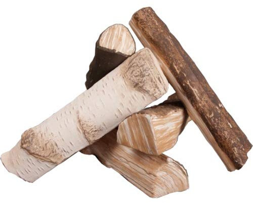 Premium Keramikholz Birke Holz Deko Gelkamin Bio-Ethanolkamin Wandkamin 5 tlg.