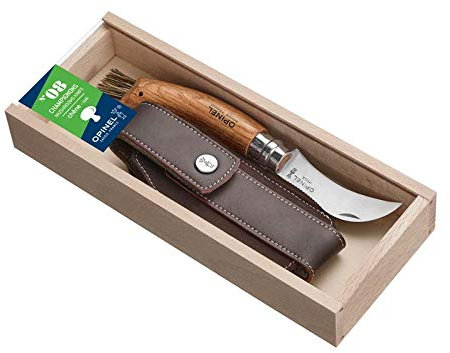 OPINEL-Pilzmesser, Etui, Holzbox, mit persönlicher Gravur auf der Klinge