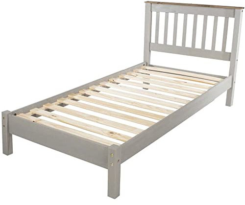 Core Products, Corona Grey Slatted Low End Bedstead, 3 Feet Size