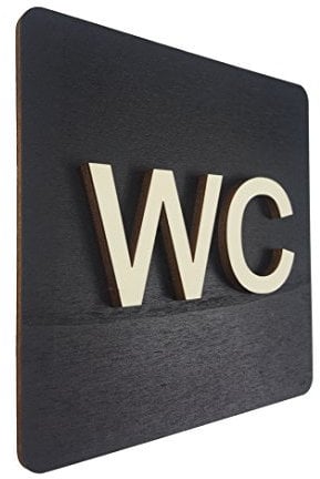 WC Schild Schwarz Holz Toilettenschild Toilette Türschild Damen Herren Piktogramm (14x14cm) (Schwarz, 14x14cm) Art.Nr. 4000