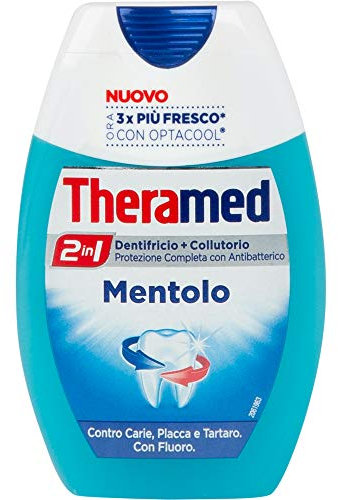 Theramed Menthol, Zahnpasta und Mundwasser, vollständiger Schutz mit antibakteriellen Mitteln – 75 ml