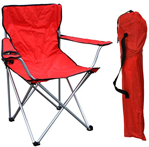 Campingstuhl Anglersessel Anglerstuhl Faltstuhl Regiestuhl rot inkl. Getränkehalter und Tasche belastbar bis 120kg