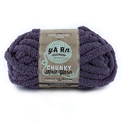 Lion Brand Yarn AR Workshop Chunky Knit, Jumbo Chenille Yarn for Knitting, Crochet, and Crafts, Fig Tree, 1 Pack