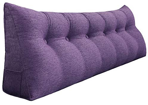 VERCART Keilkissen Bett Großes Rückenkissen Bett Kopfteil Bequemes Lesekissen für Bett und Sofa 2 in 1 Rückenlehne und Kopfkissen Couchkissen Langes XXL Lendenkissen Leinen 180cm Grauviolett