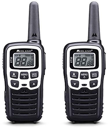 Midland XT50 Adventure, PMR446-Funkgeräte, Professional Quick Charge Walkie Talkies, 24 PMR446 Kanäle, 8km Reichweite, 38 CTCSS Töne, Wiederaufladbar mit USB, silber-schwarz, 2 Walkie-Talkies und Tragekoffer, C1178.03