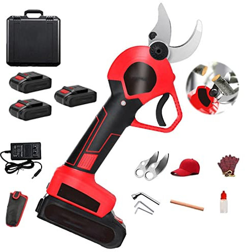 Pegn Sécateur Électrique Élagage Électrique Professionnel sans Fil Alimenté par Batterie, avec Batterie au Lithium Rechargeable 12000 mAh Sécateur Branche d'arbre 40mm Diamètre de Coupe
