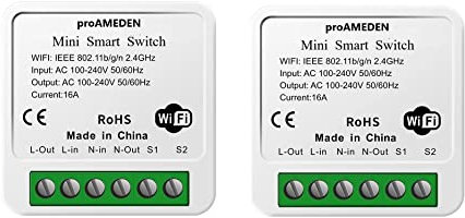 proAMEDEN Interruptor inteligente wifi 16A, MINI Smart switch wifi, Módulo interruptor, app Tuya/SmartLife, Compatible con Alexa, Google Home (2)