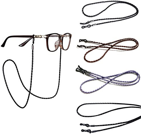4 Stück Brillenband Aus Leder, Geflochtenes Leder Brillenband, Damen Brillenkordel, Brillenkordel Leder, Pu Leder Brillenbänder, Pu Leder Brillenkette, Brillenkette Für Damen Herren