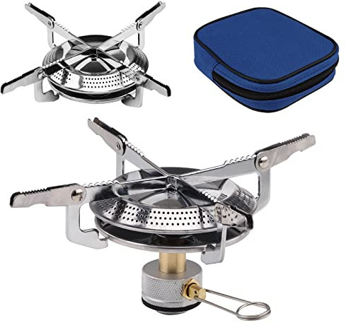 Portatile Fornello a Gas da Campeggio 2800W Mini Bruciatore a Gas Monopezzo Tascabile Zaino da Cucina Fornello Pieghevole Pentole da Campeggio per Picnic Campeggio Trekking Pesca Attività all'aperto