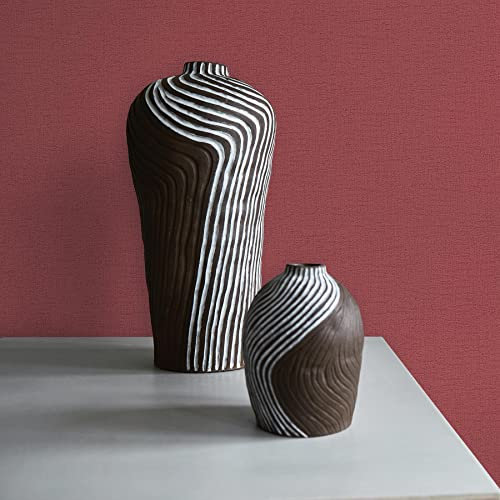 TADESSI WTD M1-No.1858 Papier peint non tissé uni pour salon, chambre à coucher, cuisine Rouge