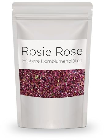 Rosie Rose essbare Rosenblüten, Sunset Mix, 50g Getrocknete Blumen für Hochzeitstorten, Backen & Kochen, natürliche Rosenblüten als essbare Deko für Kuchen und Speisen