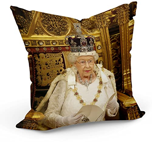 Fabulous Kissen Kissen mit Kissenbezug 40x40 cm Queen Elizabeth II Goldener Thron und Krone Königin von England