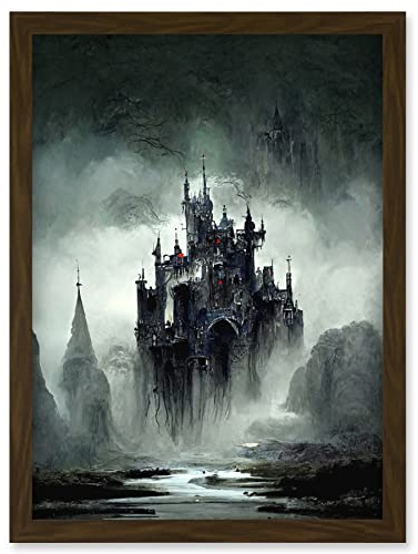 Doppelganger33 LTD Dark Gothic Castle Fantasy Landscape Artwork Framed Wall Art Print A4