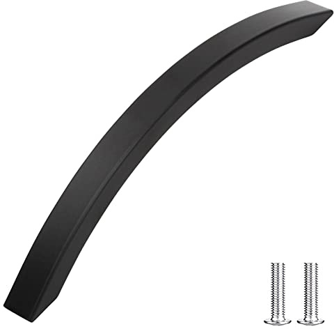 Decoranddecor Slimline Kitchen Door Handles Cabinet Pulls Sleek Design - Smooth Lines 128mm Matt Black