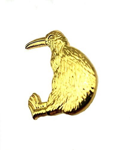Anstecknadel mit Kiwi-Vogel, Metall, goldfarben, Metall