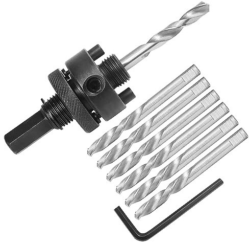 JTemgle Heavy Duty Hole Saw Arbor with 5pcs Center Drill Bits, 1/2 Hex Shank Quick Change Arbor Fits 1-1/2 to 10 Hole Saws
