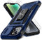 DEERLAMN Case for iPhone 13/iPhone 14 6.1-Inch with Slide Camera Cover+Screen Protector(2 Packs),Rotated Ring Kickstand Military Grade Shockproof Protective Cover-Navy Blue