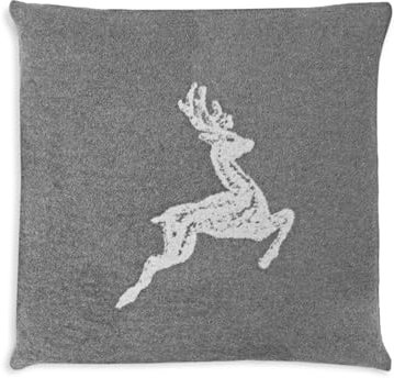 ZOLLNER Kissenbezug in 50x50 cm - Flauschige und weiche Kissenhülle in grau - Trendige Hirscheinwebung - Mischgewebe - waschbar bis 40°C – Oeko Tex® Zertifiziert