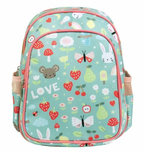 A Little Lovely Company Rucksack | Kinderrucksack Leicht Schultasche Mädchen Jungen Grundschule 4-8 Jahre Rucksack Mädchen Jungen Reisen mit Brustgurt Isolierte Fronttasche, Joy, Middelgroot