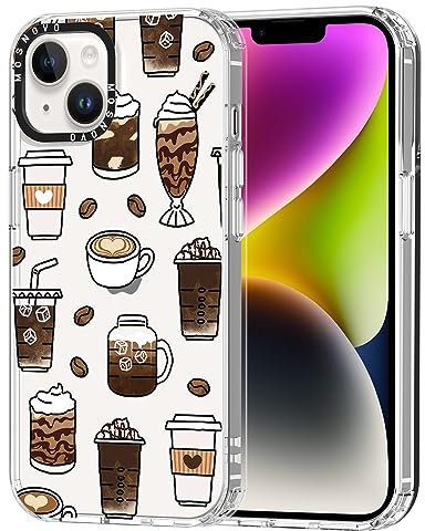 MOSNOVO für iPhone 14 Plus Hülle – Durchsichtige, schlanke, stoßfeste TPU+PC-Handyhülle, [6,6 Fuß Fallschutz/Anti-Abziehen] - Kaffee