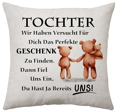 Geschenk für Tochter von PapaBeste Tochter Geschenke Kissenbezug an Meine Tochter, Geschenk Tochter von Mama Tochter Geburtstagsgeschenk Weihnachten Abschluss weg Hause Geschenke (Tochter-Uns)