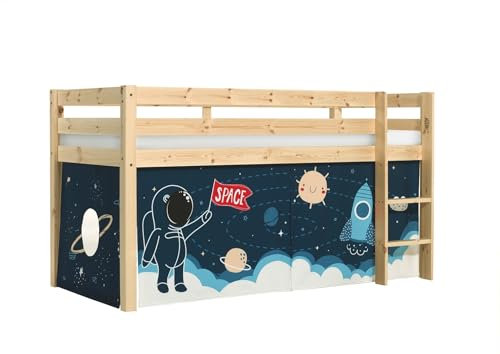 möbelando Spielbett >Pino< in Kiefer massiv Natur lackiert - 210x114x106 (BxHxT)