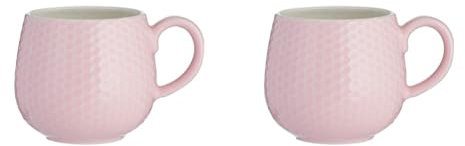 Mason Cash Embossed Honeycomb Pink Mug, 35 CL (Pack of 2)