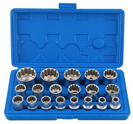 19pc 12 Point Torx Socket Set Lock Socket Crv Hex Torx Splined Bit Socket Set Hex Socket Repair Tool Kit M8-M32