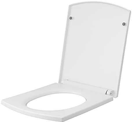 POTRUWE Square Toilet Seat, Soft Close Toilet Seat Bathroom Bowl Seating Thermoset Lid Toilet Seat with Adjustable Hinges Fixed Toilet Seat Cover (White)