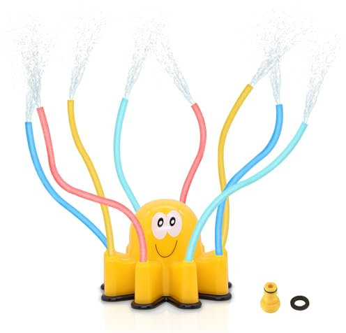Garden Sprinkler, Automatic Lawn Water Sprinkler, Funny Octopus Lawn Garden Watering Equipment for Watering Your Plants Flowers and Kids Water Playing (Yellow)