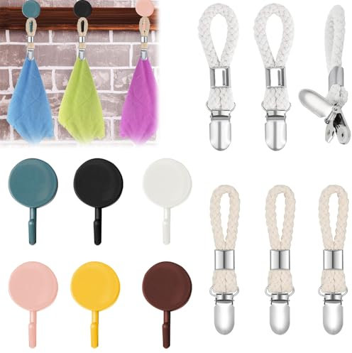 KARELLS Clip per Asciugamani Cucina, Clip per Asciugamani, 6 Pezzi Gancio a Clips per Strofinacci da Tè, Asciugamano Ganci per Asciugamani, Clips per Strofinaccio in Metallo, Mollette vintage