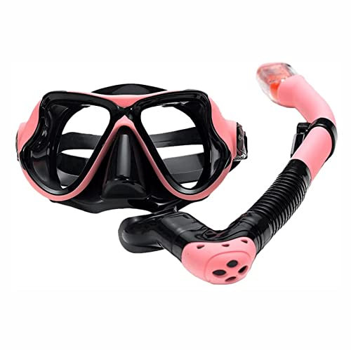 JWXFGHJT Tauchmasken Tauchmaske für Erwachsene, Schutzbrille gegen Ersticken durch Wasser, komplett trockener Schnorchel, 2-teiliges Set mit Schwimmbrillen mit Silikondichtung